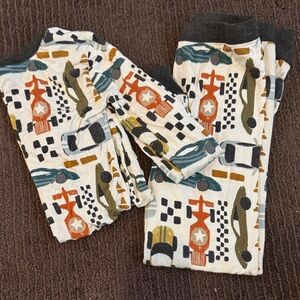Little Sleepies White Pajama Set with Orange, Blue, Green and Gray Car Print